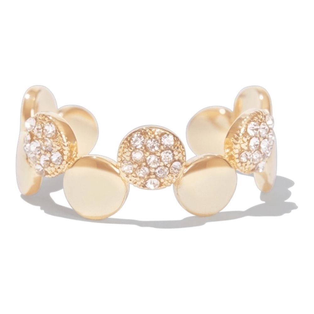 Marlyn Schiff Gold Disc Pave Adjustable Ring